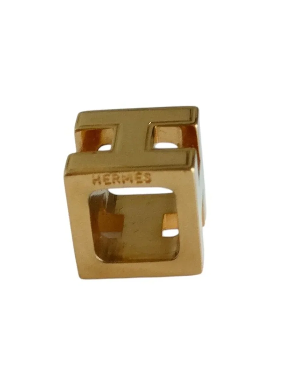 Hermes Cage D'h Cube Chain Necklace Ivory Gold